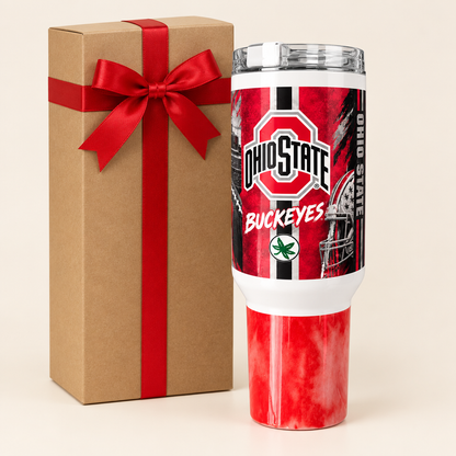 Ohio State Buckeyes 40oz Handmade Tumbler | Red & Black Game Day Cup The Bargains Basement