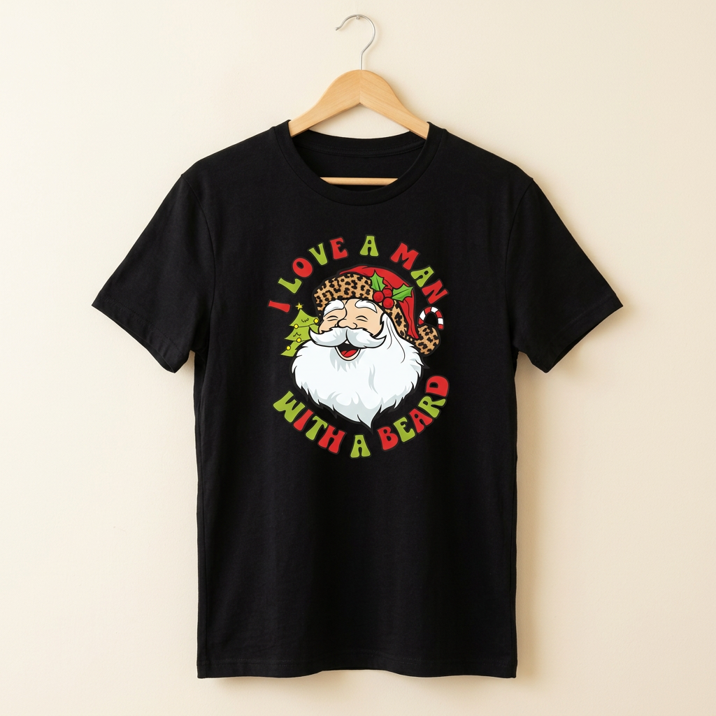 I Love a Man With a Beard Santa T-Shirt – Medium The Bargains Basement