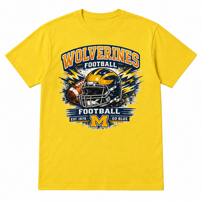 Yellow Wolverines Football Graphic T-Shirt – Large The Bargains Basement