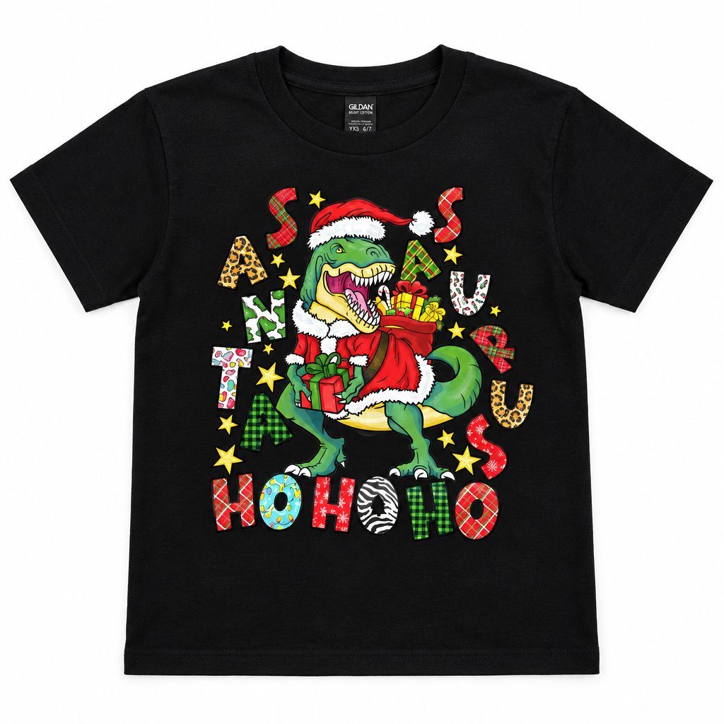 Santasaurus Rex Youth Christmas T-Shirt | Size Large The Bargains Basement