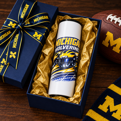 Michigan Wolverines 20oz Skinny Tumbler – Handmade Football Fan Drinkware The Bargains Basement