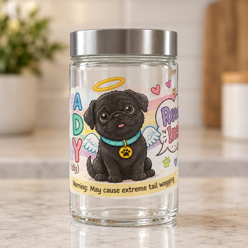 Angel Puppy Glass Dog Treat Jar with Silver Lid The Bargains Basement