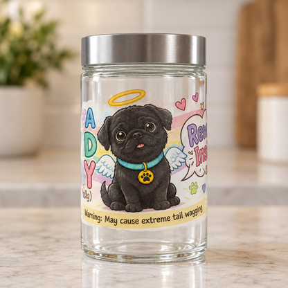 Angel Puppy Glass Dog Treat Jar with Silver Lid The Bargains Basement