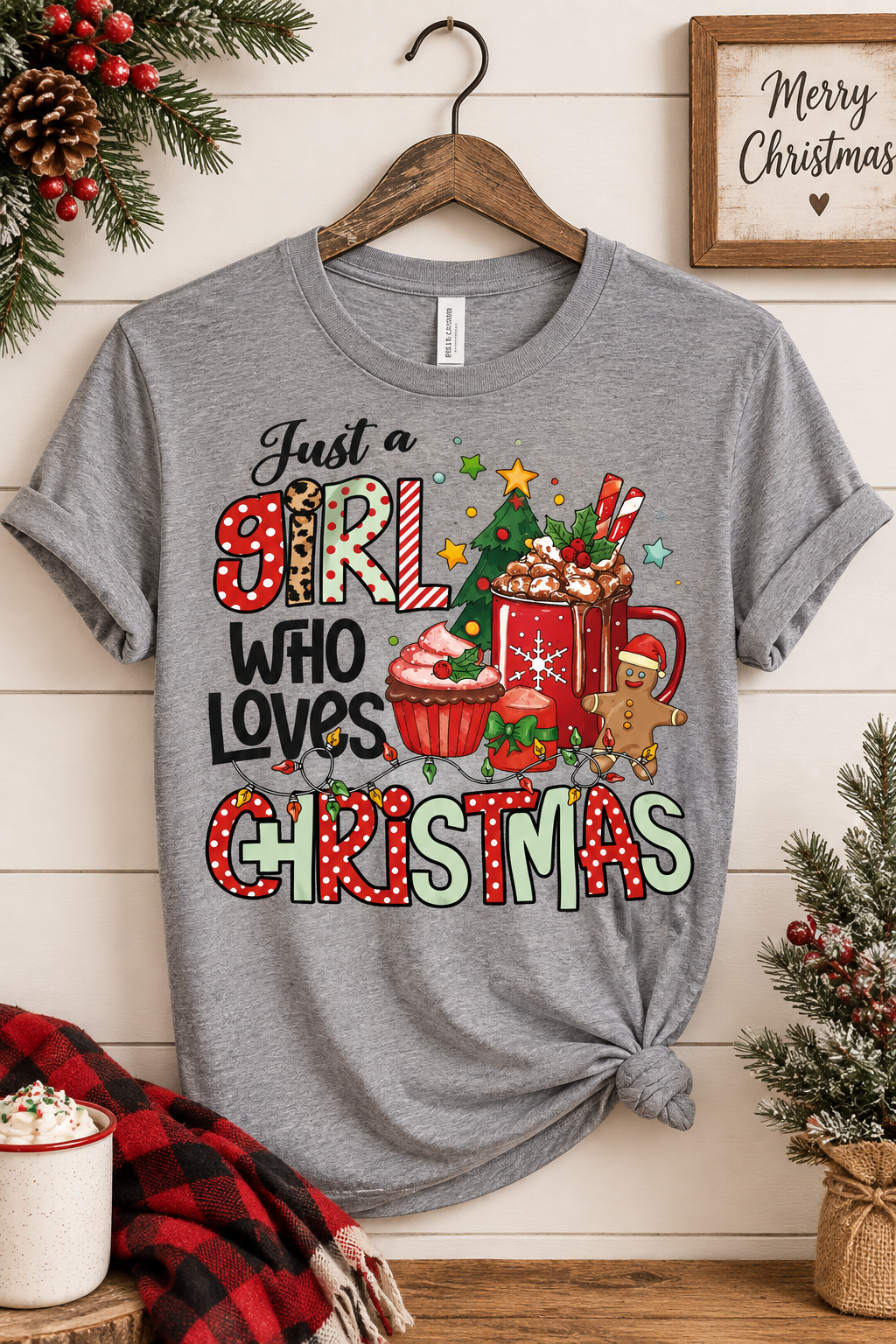 Just a Girl Who Loves Christmas T-Shirt | Size Large The Bargains Basement