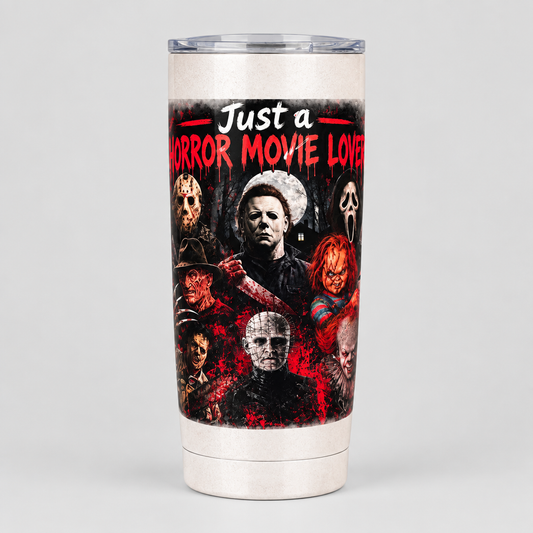 Just a Horror Movie Lover Glass Tumbler | Handmade Horror Fan Gift The Bargains Basement