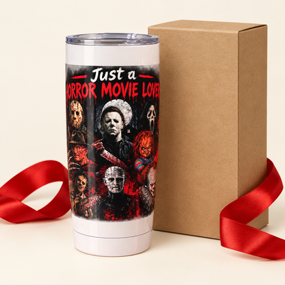 Just a Horror Movie Lover Glass Tumbler | Handmade Horror Fan Gift The Bargains Basement