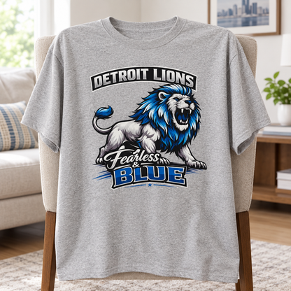 Detroit Lions Fearless & Blue Graphic T-Shirt | Size XL The Bargains Basement