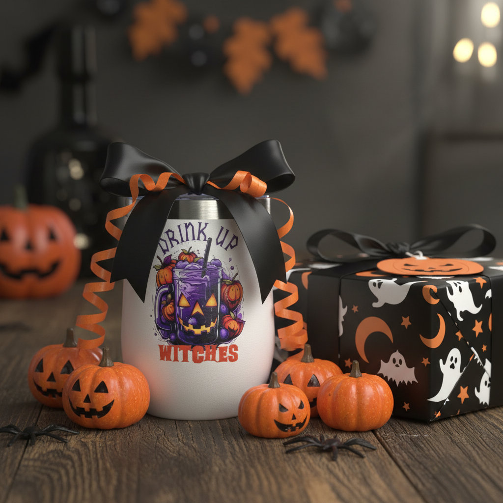 Drink Up Witches Halloween Stemless Wine Tumbler – Handmade The Bargains Basement