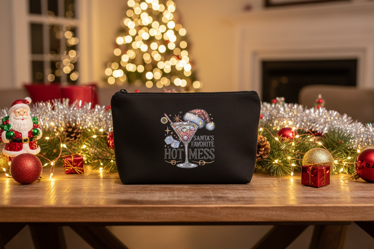 Santa's Favorite Hot Mess Canvas Zipper Pouch The Bargains Basement