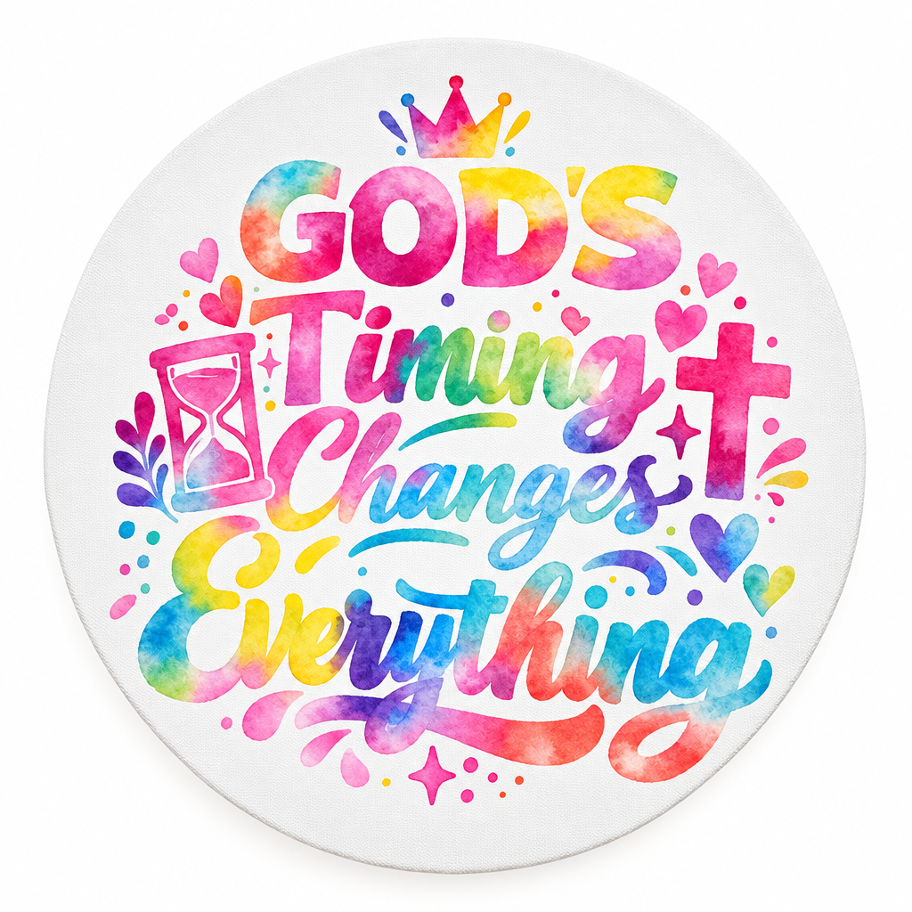 God's Timing Changes Everything | 12 Inch Round Canvas Sign – Faith Inspired Wall Decor The Bargains Basement