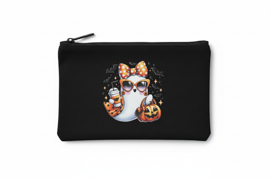 Glam Ghost Halloween Canvas Zipper Pouch | Handmade 8x5 The Bargains Basement
