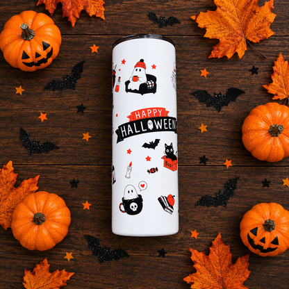 Happy Halloween Double-Sided 20oz Skinny Tumbler – Handmade Halloween Drinkware The Bargains Basement