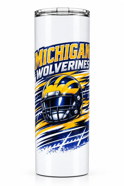 Michigan Wolverines 20oz Skinny Tumbler – Handmade Football Fan Drinkware The Bargains Basement