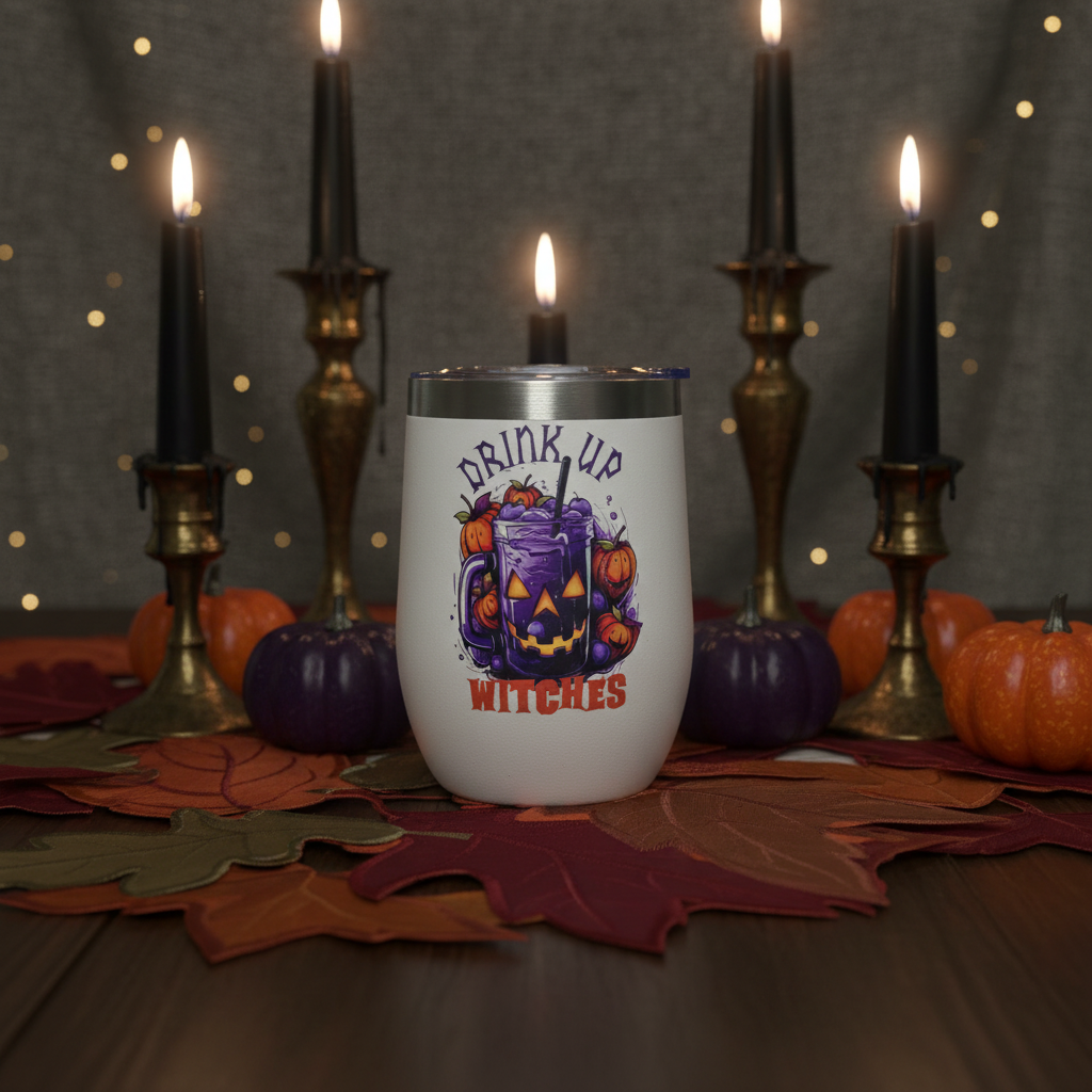Drink Up Witches Halloween Stemless Wine Tumbler – Handmade The Bargains Basement