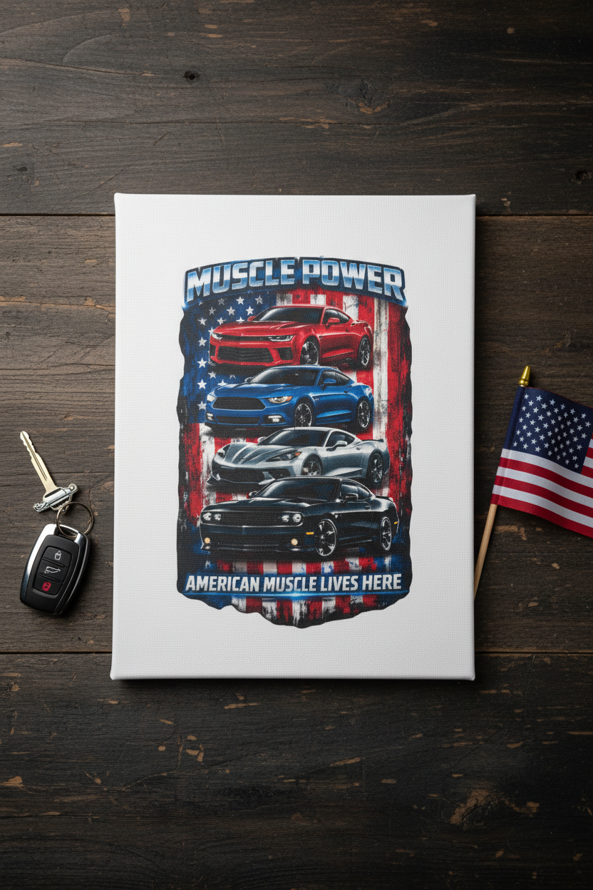 Muscle Power American Muscle Cars 8x10 Canvas Sign The Bargains Basement