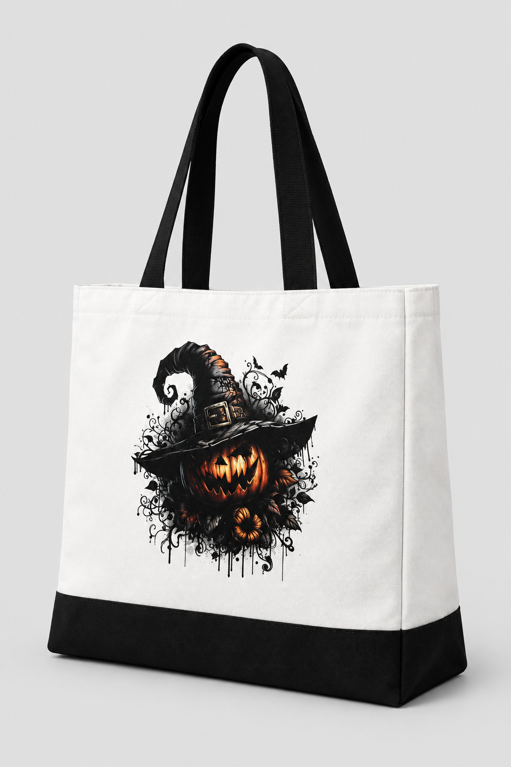Wicked Pumpkin Witch | Halloween Canvas Tote Bag | Handmade Halloween Gift The Bargains Basement