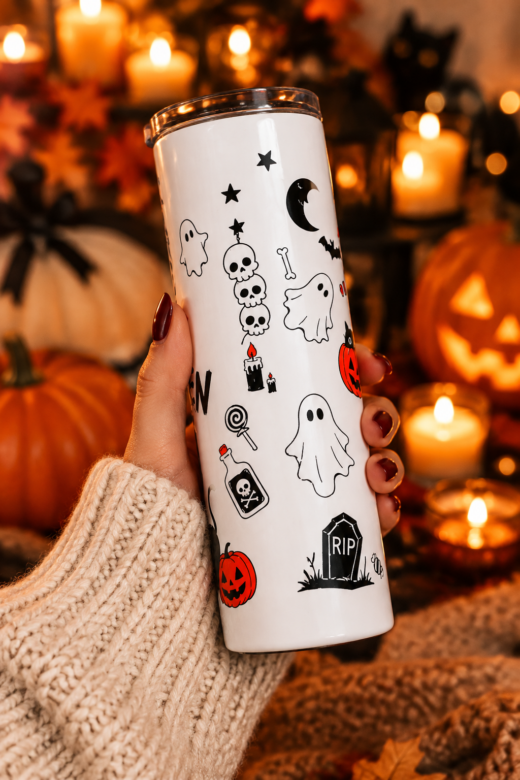 Happy Halloween 20oz Skinny Tumbler – Handmade Halloween Drinkware The Bargains Basement