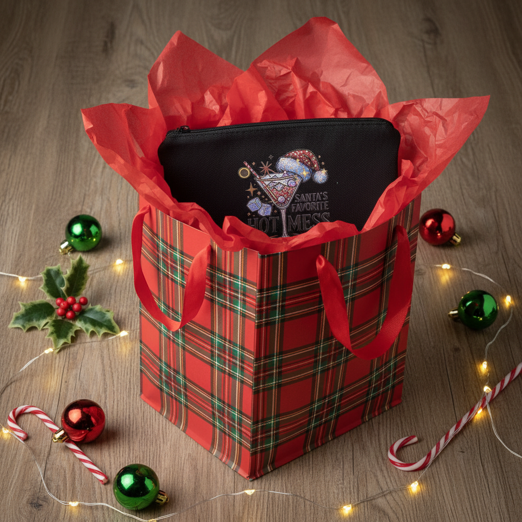 Santa's Favorite Hot Mess Canvas Zipper Pouch The Bargains Basement
