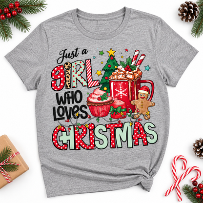 Just a Girl Who Loves Christmas T-Shirt | Size Large The Bargains Basement