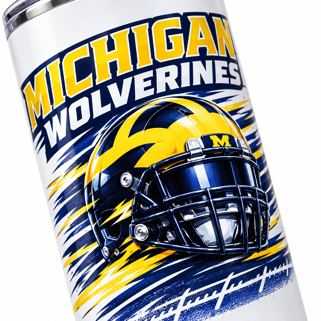 Michigan Wolverines 20oz Skinny Tumbler – Handmade Football Fan Drinkware The Bargains Basement