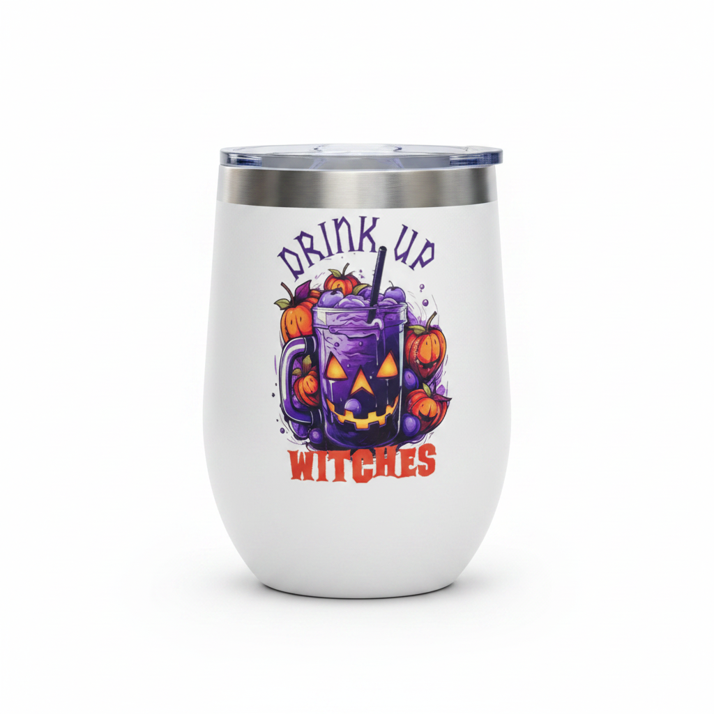Drink Up Witches Halloween Stemless Wine Tumbler – Handmade The Bargains Basement