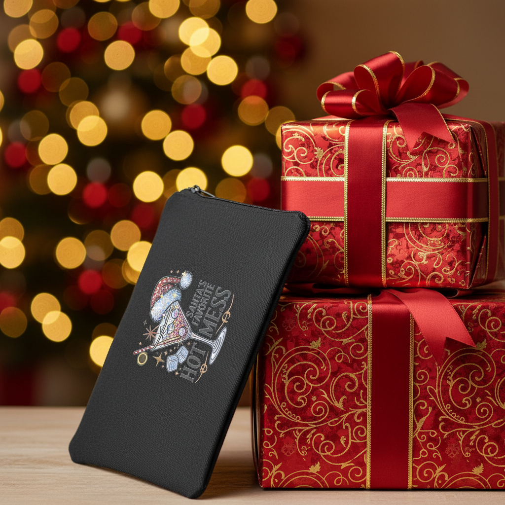 Santa's Favorite Hot Mess Canvas Zipper Pouch The Bargains Basement
