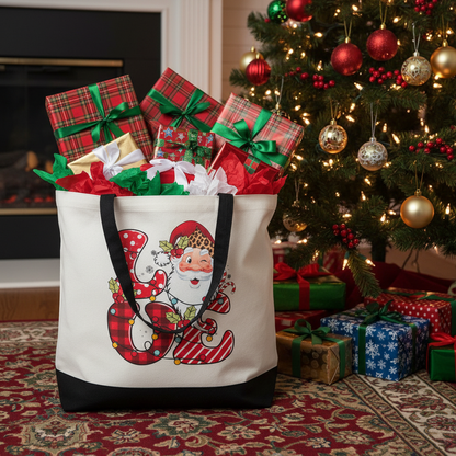 LOVE Santa Christmas Canvas Tote Bag | Holiday Sublimation Print The Bargains Basement