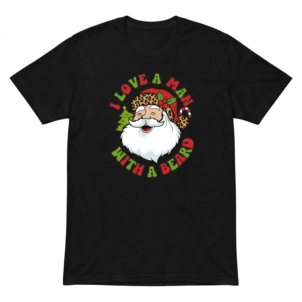 I Love a Man With a Beard Santa T-Shirt – Medium The Bargains Basement