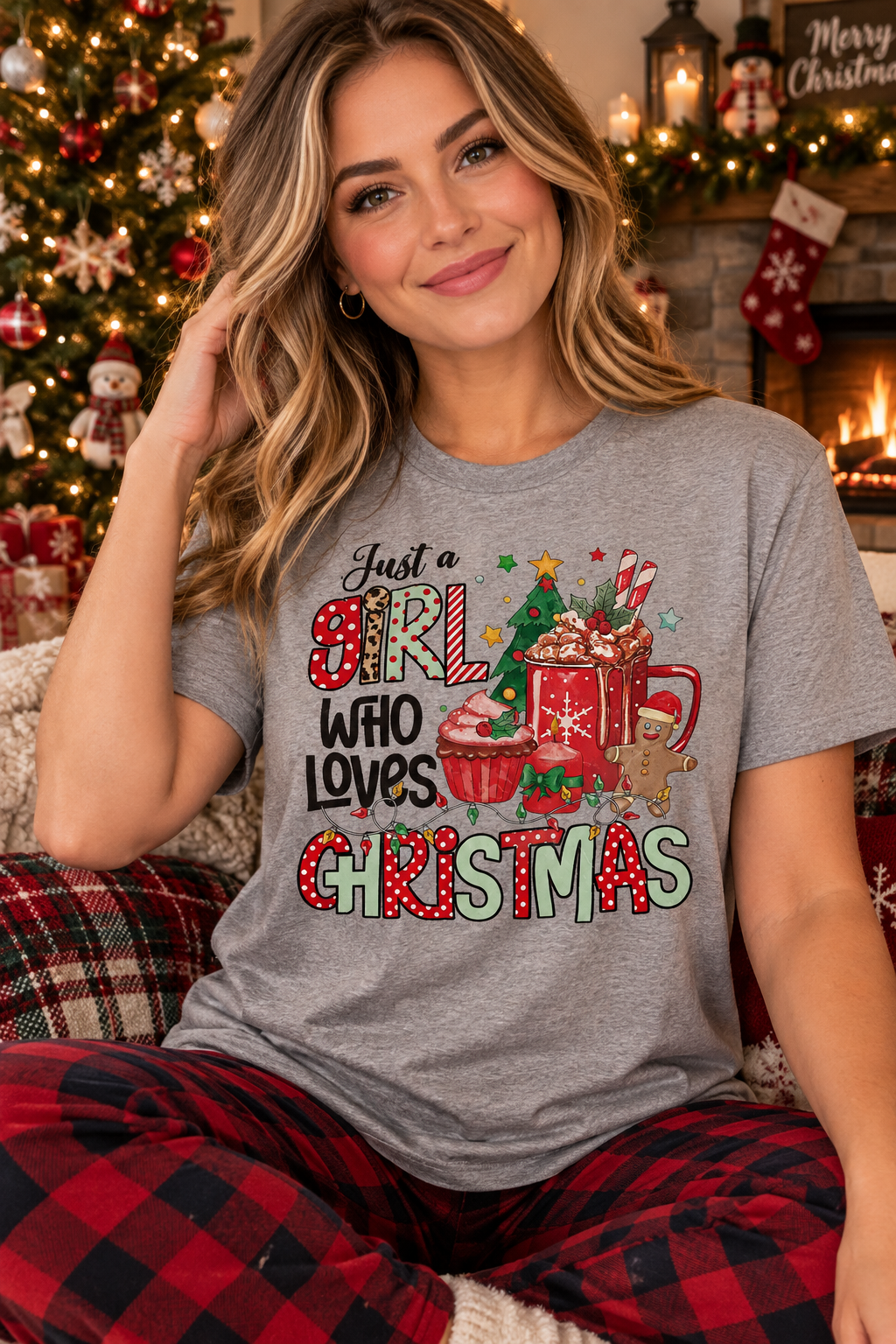 Just a Girl Who Loves Christmas T-Shirt | Size Large The Bargains Basement