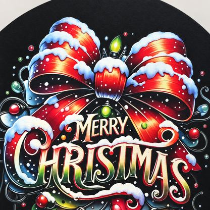 Merry Christmas Red Bow Round Sign – Festive Holiday Decor The Bargains Basement