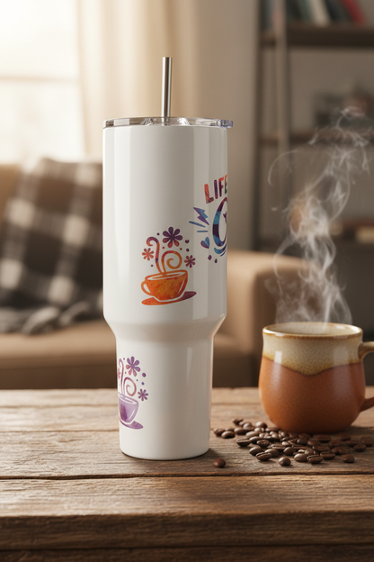 Life Happens Coffee Helps 40oz Tumbler The Bargains Basement