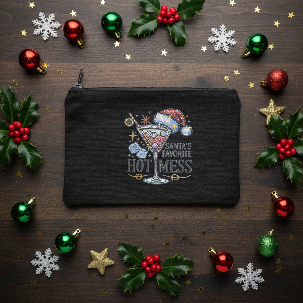 Santa's Favorite Hot Mess Canvas Zipper Pouch The Bargains Basement