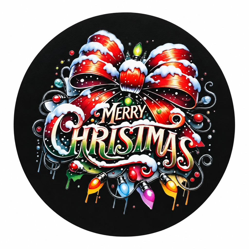 Merry Christmas Red Bow Round Sign – Festive Holiday Decor The Bargains Basement