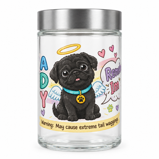 Angel Puppy Glass Dog Treat Jar with Silver Lid The Bargains Basement