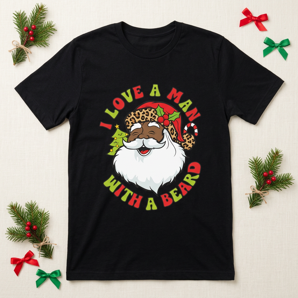 I Love a Man With a Beard Santa T-Shirt – Medium The Bargains Basement