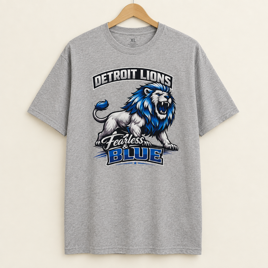 Detroit Lions Fearless & Blue Graphic T-Shirt | Size XL The Bargains Basement