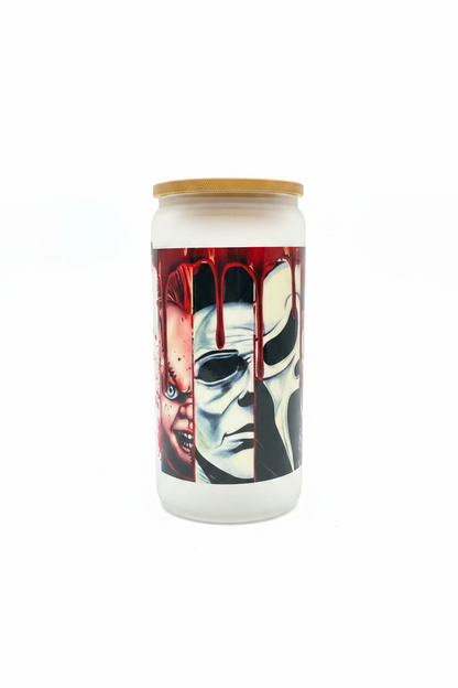 Horror Icons Glass Can Tumbler | Halloween Drinkware The Bargains Basement