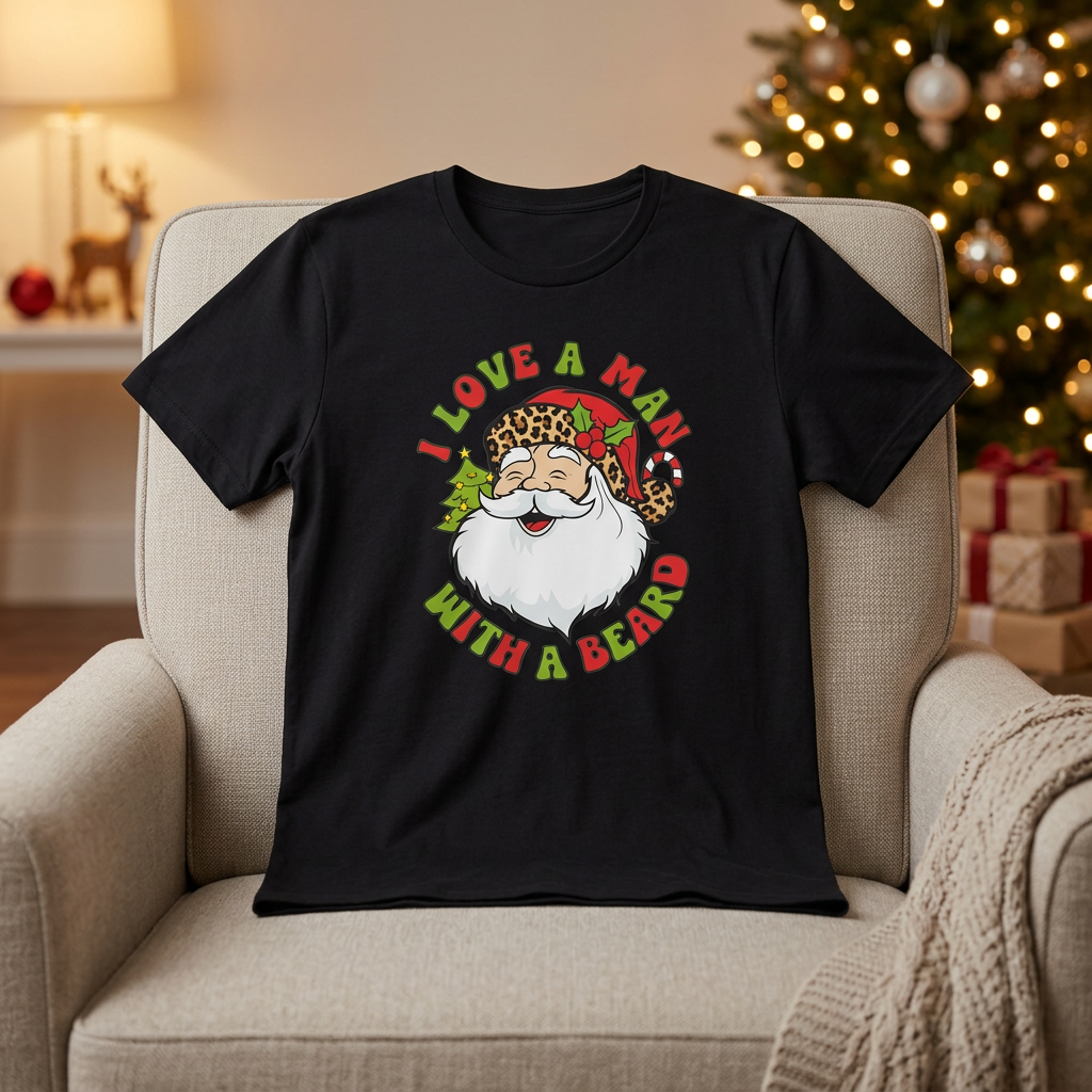 I Love a Man With a Beard Santa T-Shirt – Medium The Bargains Basement