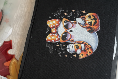 Glam Ghost Halloween Canvas Zipper Pouch | Handmade 8x5 The Bargains Basement
