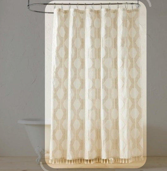 In The Name of Love Clipped Shower Curtain White Opalhouse designed by Jungalow - The Bargains BasementIn The Name of Love Clipped Shower Curtain White Opalhouse designed by Jungalow