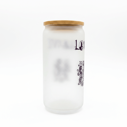 Jack & Sally LOVE Frosted Glass Can Cup - The Bargains BasementJack & Sally LOVE Frosted Glass Can Cup