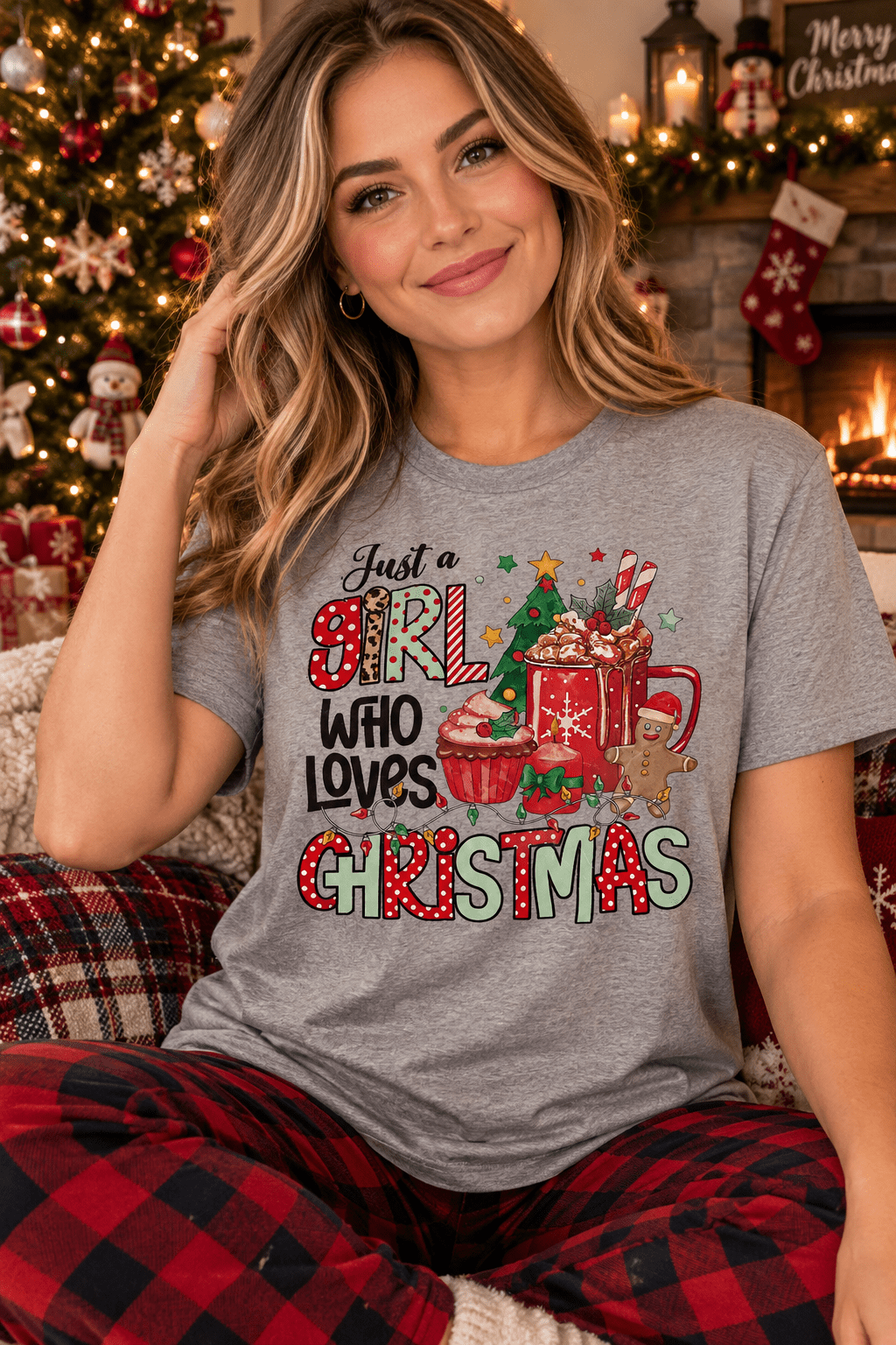 Just a Girl Who Loves Christmas T-Shirt | Size Large - The Bargains BasementJust a Girl Who Loves Christmas T-Shirt | Size Large