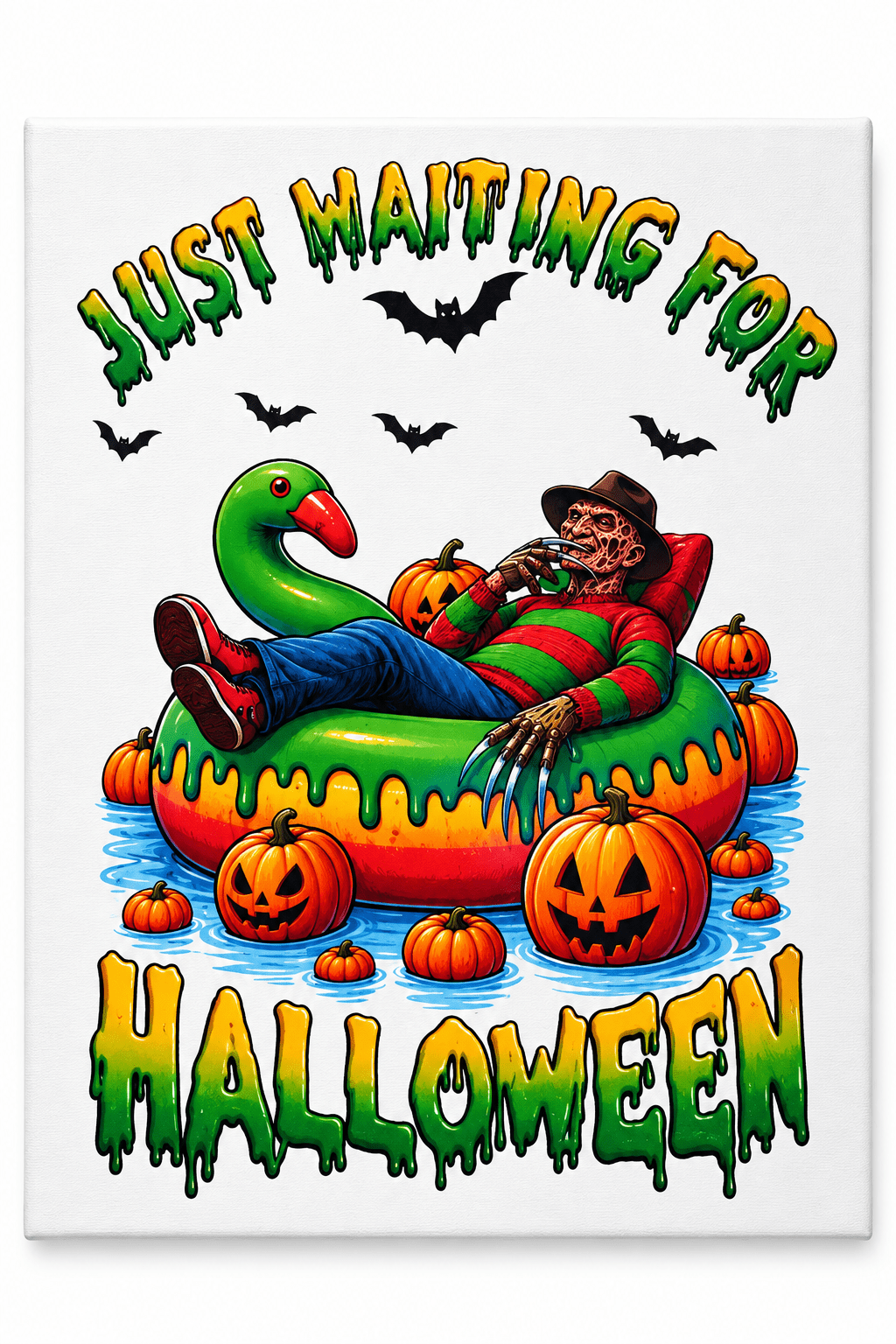 Just Waiting for Halloween | 11x9 Canvas Sign – Funny Horror Halloween Decor - The Bargains BasementJust Waiting for Halloween | 11x9 Canvas Sign – Funny Horror Halloween Decor
