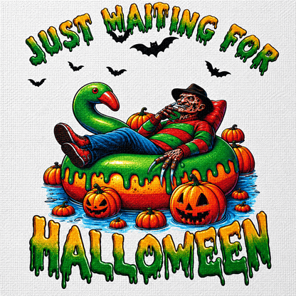 Just Waiting for Halloween | 11x9 Canvas Sign – Funny Horror Halloween Decor - The Bargains BasementJust Waiting for Halloween | 11x9 Canvas Sign – Funny Horror Halloween Decor