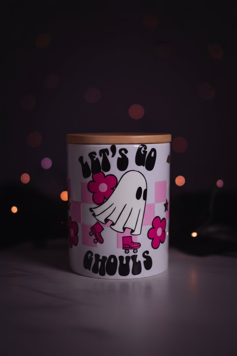 Let's Go Ghouls Halloween Ceramic Mug with Bamboo Lid & Gold Spoon - The Bargains BasementLet's Go Ghouls Halloween Ceramic Mug with Bamboo Lid & Gold Spoon