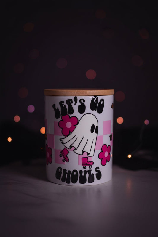 Let's Go Ghouls Halloween Ceramic Mug with Bamboo Lid & Gold Spoon - The Bargains BasementLet's Go Ghouls Halloween Ceramic Mug with Bamboo Lid & Gold Spoon