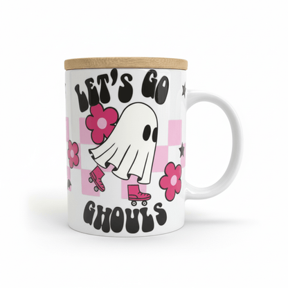 Let's Go Ghouls Halloween Ceramic Mug with Bamboo Lid & Gold Spoon - The Bargains BasementLet's Go Ghouls Halloween Ceramic Mug with Bamboo Lid & Gold Spoon