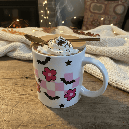 Let's Go Ghouls Halloween Ceramic Mug with Bamboo Lid & Gold Spoon - The Bargains BasementLet's Go Ghouls Halloween Ceramic Mug with Bamboo Lid & Gold Spoon