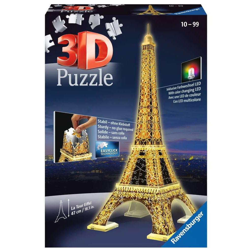 Light - Up Eiffel Tower 226 Piece 3D Jigsaw Puzzle Ravensburger - The Bargains BasementLight - Up Eiffel Tower 226 Piece 3D Jigsaw Puzzle Ravensburger