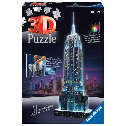Light - Up Empire State Building 228 Piece 3D Jigsaw Puzzle Ravensburger - The Bargains BasementLight - Up Empire State Building 228 Piece 3D Jigsaw Puzzle Ravensburger